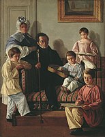 Retrato del senador y general Alexander Bashilov con sus hijos y los hijos del conde de Balmain, Yakov y Sasha