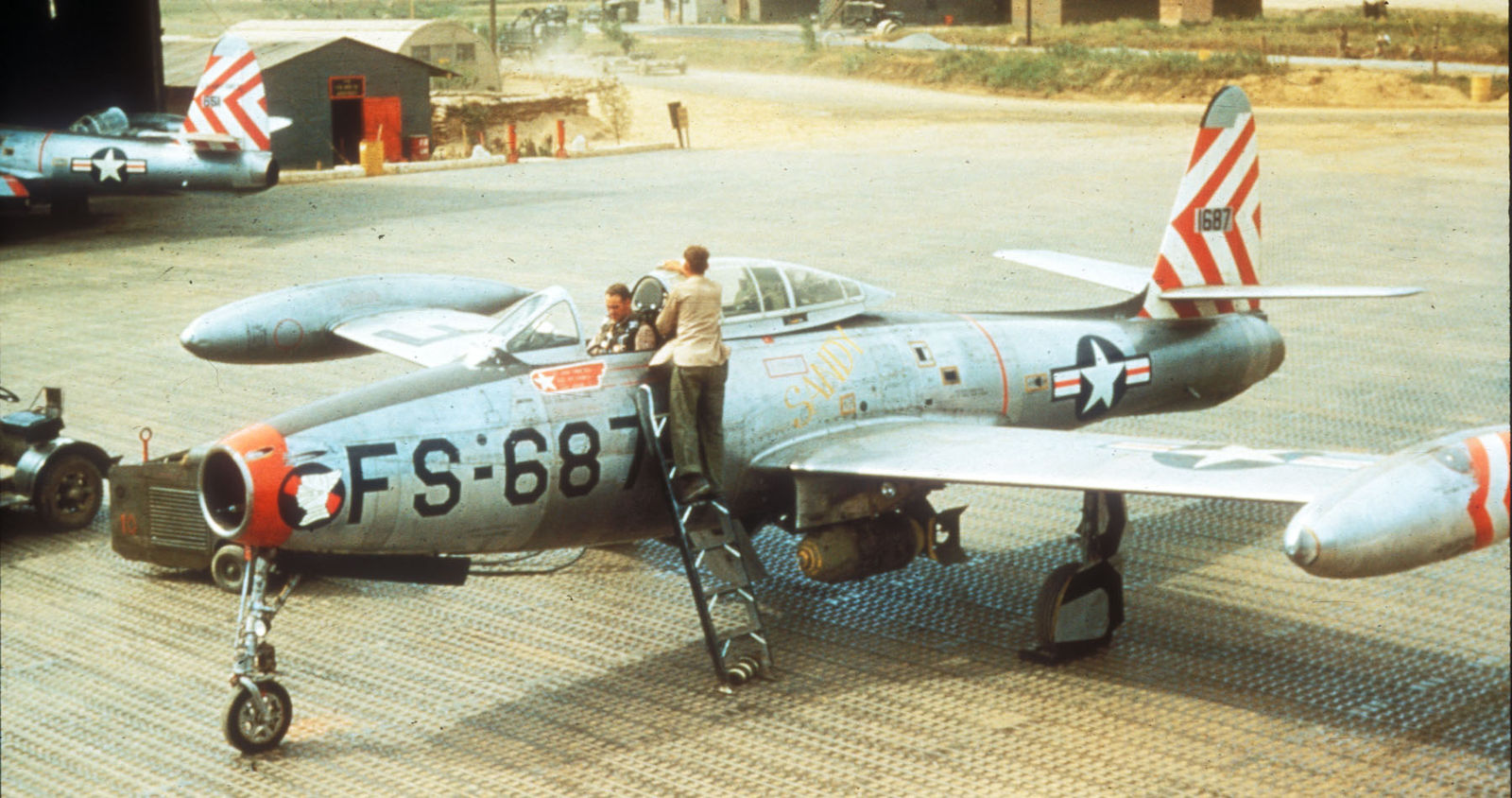 The Republic F-84E-30-RE Thunderjet (s/n 51-687) was assigned to the... 