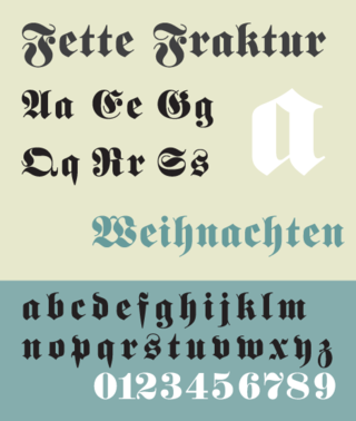 <span class="mw-page-title-main">Fette Fraktur</span> Typeface designed by Bauer in 1850