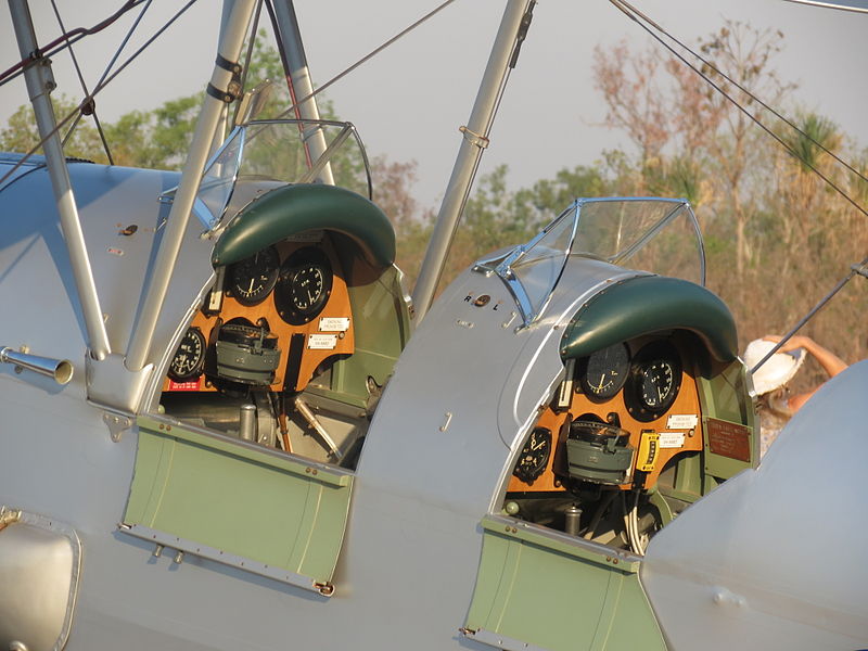 File:Front and rear cockpits of the De Havilland Tiger Moth at Coomalie Creek Airfield during the 2012 Merlin Magic.jpg