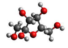Ball-and-stick model of D-fructose