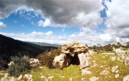 Dolmen at Roknia, an ancient necropolis in the Guelma region of northeast Algeria; the site includes more than 7000 dolmens spread over an area of 2 km (1.2 mi) GM Guelma Roknia01.jpg