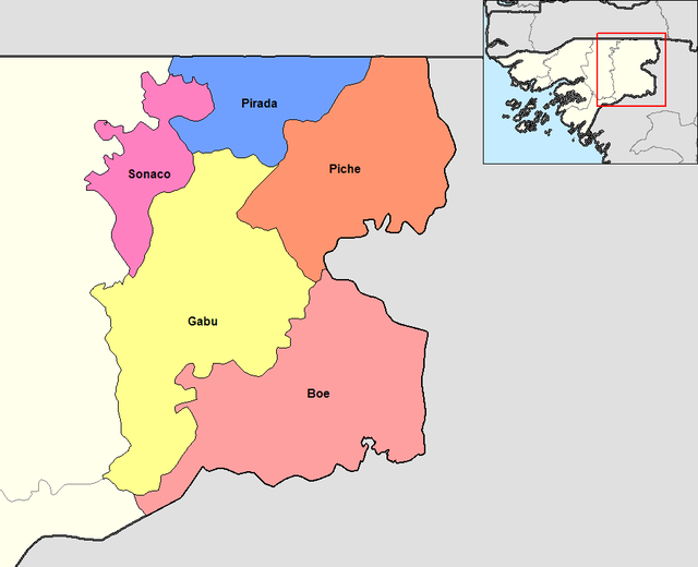 Lage des Sektors Boé (rosa, ganz unten) in der Region Gabú