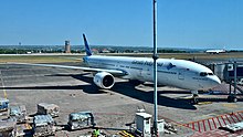 Garuda Indonesia Boeing 777-300ER at Ngurah Rai Airport.