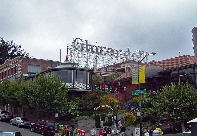 Ghirardelli Square, San Francisco. Wurster's firm, along with Lawrence Halprin, were responsible for developing the conceptual re-use plan for the Squ