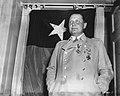 Göring standing in front of a Texas flag in captivity, Kitzbühel, May 9, 1945