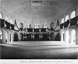 The ballroom in 1907 decorated for a visit of Governor-General Henry Northcote and Lady Northcote. Government House, Perth - ballroom.jpg