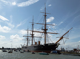 Le navire musée HMS Warrior, à Portsmouth (Hampshire). (définition réelle 3 896 × 2 852)