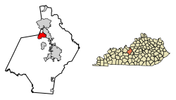 Location of Vine Grove in Hardin County, Kentucky.