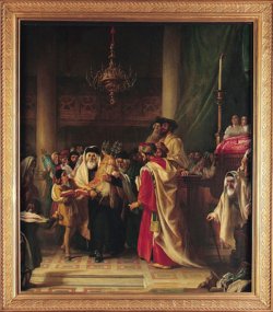 Solomon Alexander Hart, Procession of the Law at the Synagogue (1845) Hart, Solomon Alexander, R A - Procession of the Law - Google Art Project.png