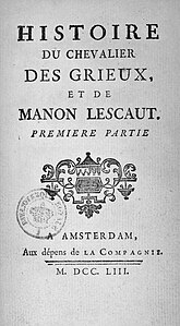 Manon Lescaut'n vuoden 1753 kansi.