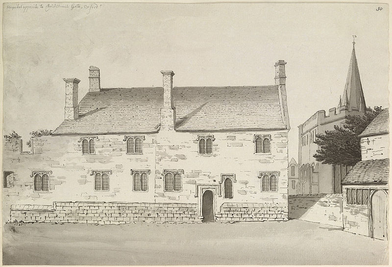 File:Hospital opposite to Christ Church Gate, Oxford by Samuel Hieronymus Grimm 1783.jpg