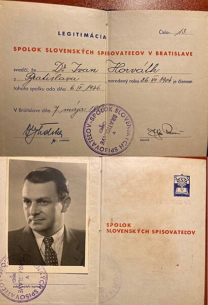 File:Identification of Ivan Horváth in the Slovak Writers' Society.jpg