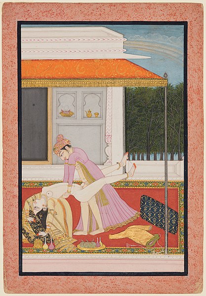 File:India, Basohli - An amorous couple, probably Raja Mahendra Pal of Basohli (r. 1806- 1813) wi - 2018.84 - Cleveland Museum of Art.jpg