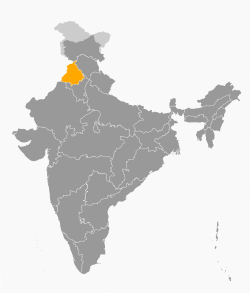Location of Punjab in India