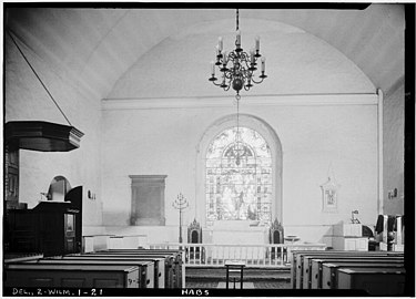 Interior of Old Swedes Church. From the Historic American Buildings Survey, Edward M. Rosenfeld, Photographer, April 20, 1934