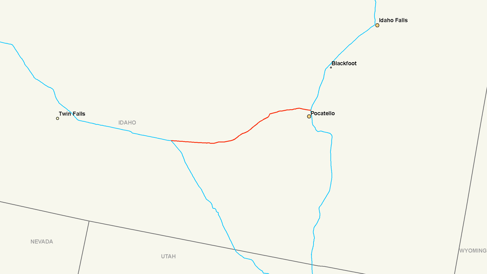 W map. Межштатная магистраль. Трасса us-30 Айдахо.