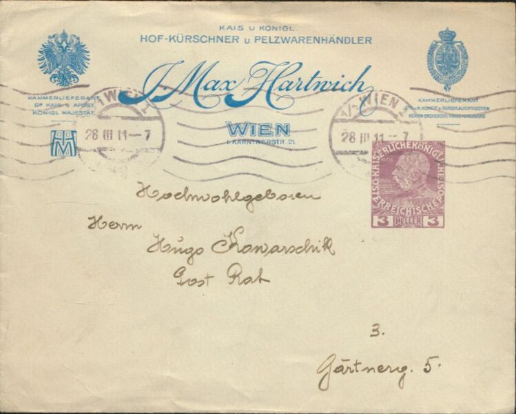 File:J. Max Hartwich, Wien, Hof-Kürschner u. Pelzwarenhändler (Briefumschlag, 1911).jpg