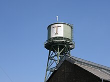 Ruhrtriennale logo on a watertower in Bochum JahrhunderthalleBochum 005.jpg