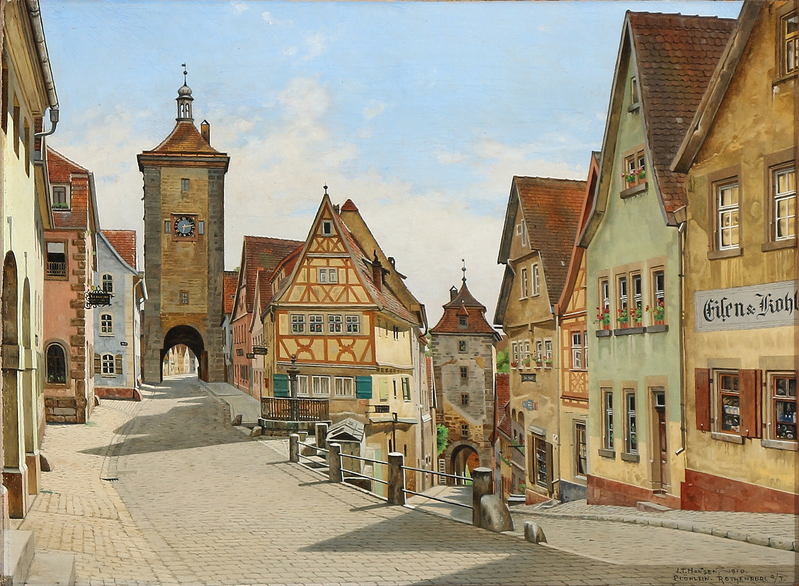 File:Josef Theodor Hansen - Plönlein. Gadeparti i Rothenburg o. T. - 1910.png