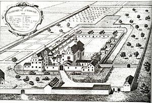 Ilmbach Charterhouse as it was before 1634; view from Maisons de l'Ordre des Chartreux vol. IV. Kartause, Ilmbach.jpg