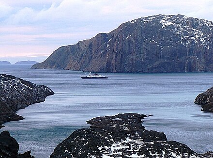 Killiniq Island in Torngat Mountains National Park by ship