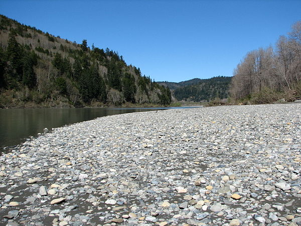 The Klamath River approaching its mouth on the Pacific, near Klamath, California