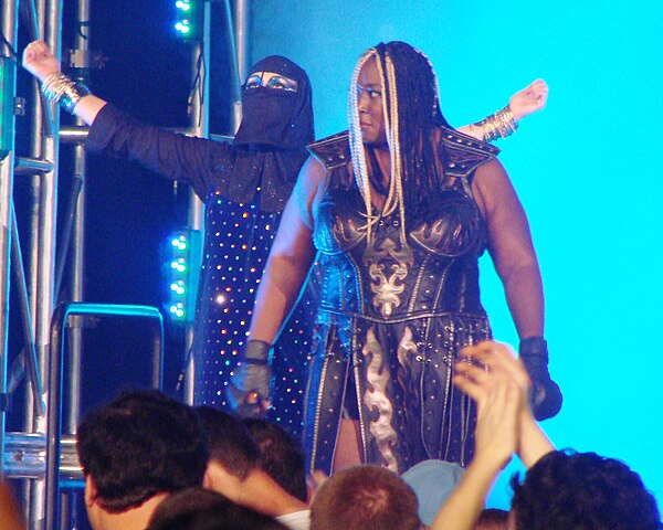 Awesome Kong (right) with her manager Raisha Saeed