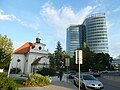 Church of Nativity of Saint Mary in Prague-Michle with its surround (in the background Filadelfie building)