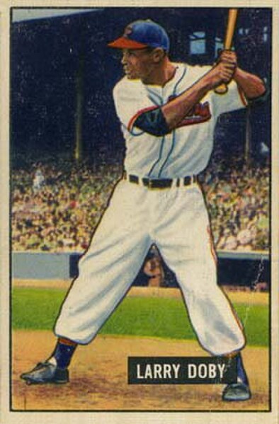 A 1951 Bowman trading card of Doby