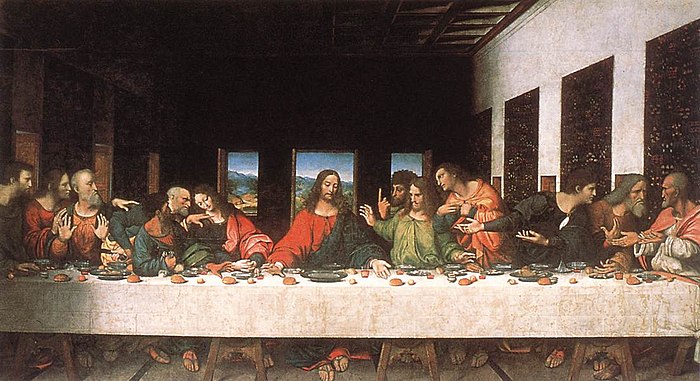 The Last Supper, c. 1520, Andrea Solari, oil on canvas, in the Leonardo da Vinci Museum, Tongerlo Abbey