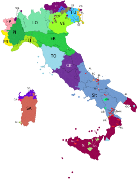 Tập tin:Linguistic map of Italy 2.png