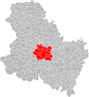 Location of the association of municipalities in the Yonne department