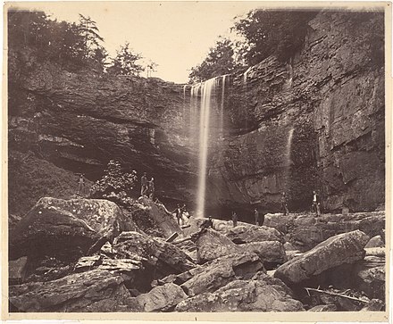 Albumen silver print from glass negative photograph of Lula Falls by Isaac H. Bonsall (1864 or 1865) Lulah Falls, Lookout Mountain, Georgia MET DP161903.jpg