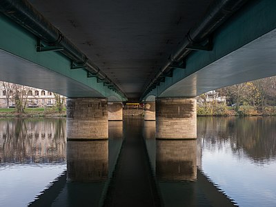 View below the Schlossbrücke ("palace bridge") at Mülheim/Ruhr. NRW, Germany