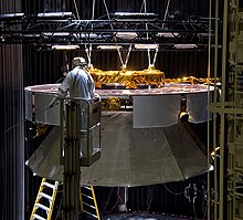 MSL's cruise stage being tested at the Jet Propulsion Laboratory near Pasadena, California MSL-Cruise Stage Test.jpg