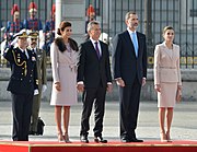 From left to right: Juliana Awada, First Lady of Argentina, Mauricio Macri, president of Argentina, King Felipe VI and Queen Letizia (22 February 2017)