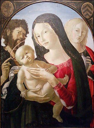 <i>Madonna and Child with St. John the Baptist and St. Mary Magdalene</i> Painting by Neroccio di Bartolomeo de Landi