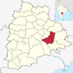 Location of Mahabubabad district in Telangana