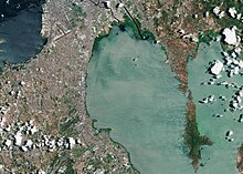 Photo of Muntinlupa along Laguna de Bay and nearby cities captured by the Copernicus Sentinel-2A satellite on May 8, 2016