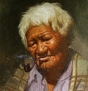 Maori woman smoking a pipe by Vera Cummings