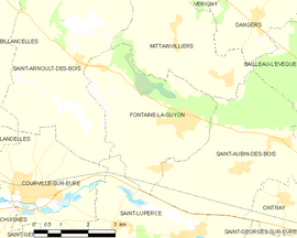 Mapa obce Fontaine-la-Guyon