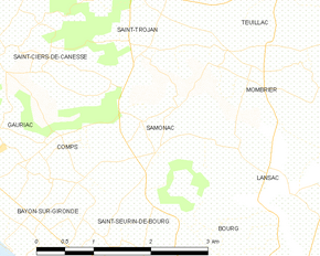 Poziția localității Samonac