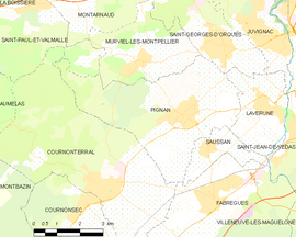 Mapa obce Pignan