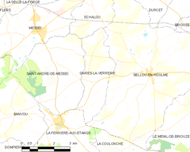 Mapa obce Saires-la-Verrerie