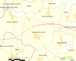 Mapa obce Villiers-en-Plaine