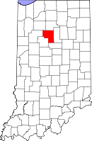 カス郡の位置を示したインディアナ州の地図