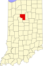 Mappa dell'Indiana che evidenzia la contea di Cass