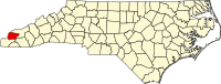 Map of Severna Karolina highlighting Graham County