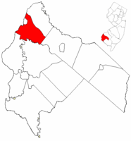 Carneys Point Township highlighted in Salem County. Inset map: Salem County highlighted in the State of New Jersey.